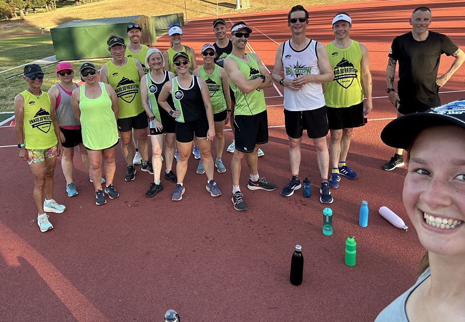 Westerfoldians Inclusive Running Club athletes taking a selfie on the track