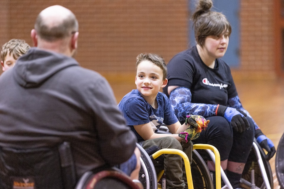 Young wheelchair rugby player