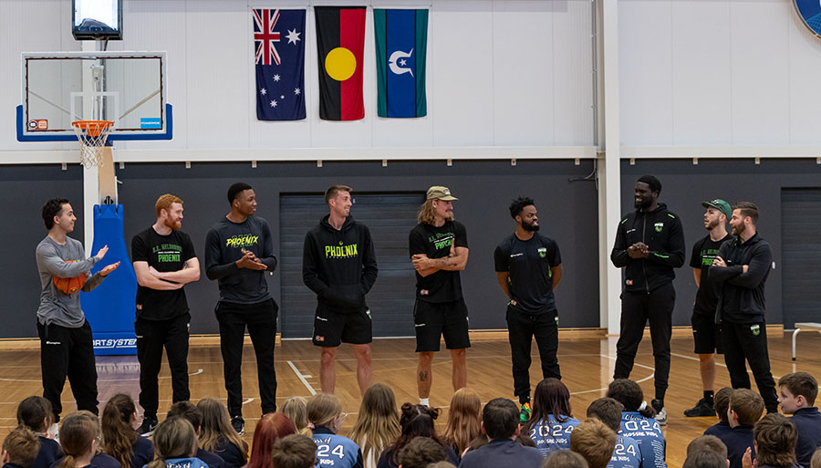 South East Melbourne Phoenix players in Traralgon for a Community Day with kids.