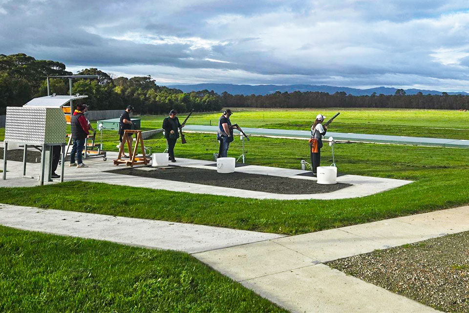 Members practicing clay shooting 