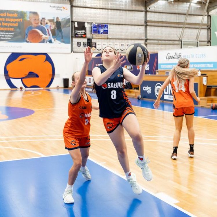 Girls playing basketball