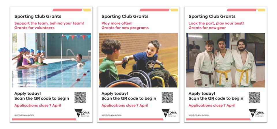 Three examples of posters from the Sporting Club Grants poster pack. Three examples of posters from the Sporting Club Grants poster pack.