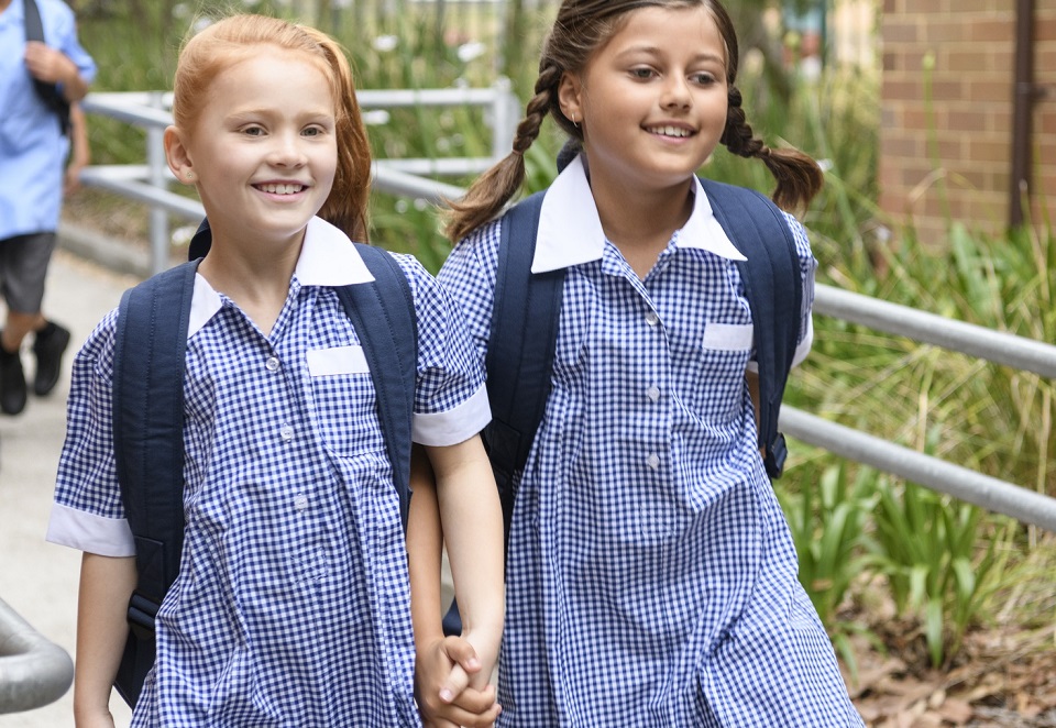 Girls walking to school