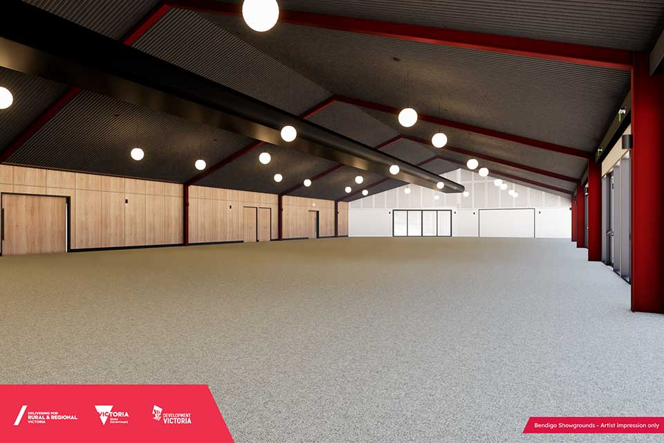 Artist's impression of the interior of the Bendigo Showgrounds Pavilion.