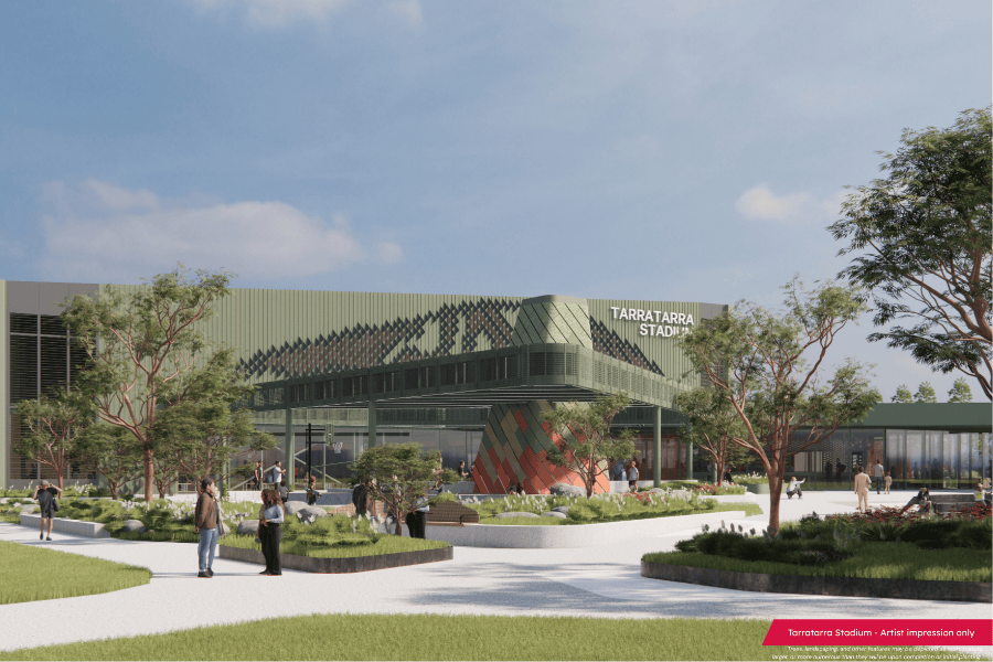 Artist impression of Tarratarra Stadium from outside