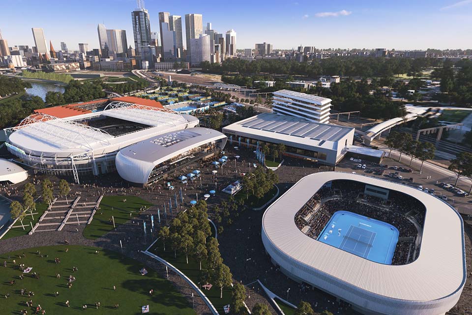 Artist's rendering of the aerial view of Melbourne and Oympic Park.