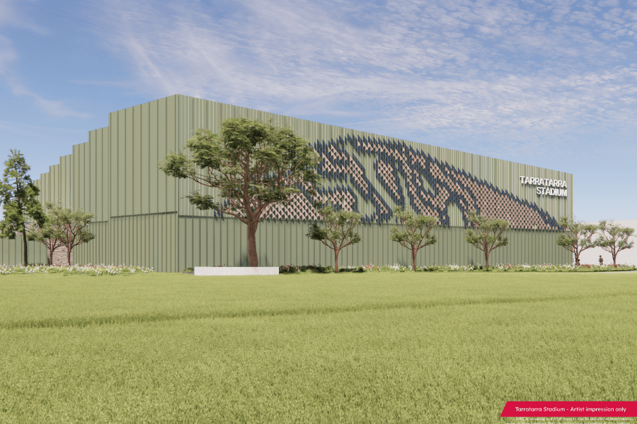 Artist impression of Tarratarra Stadium from outside