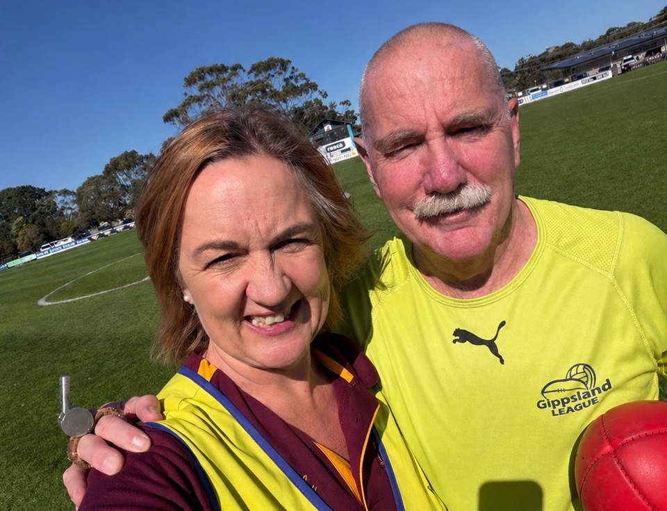 Gipsland League Umpires Pete Carey and Bec Virtue