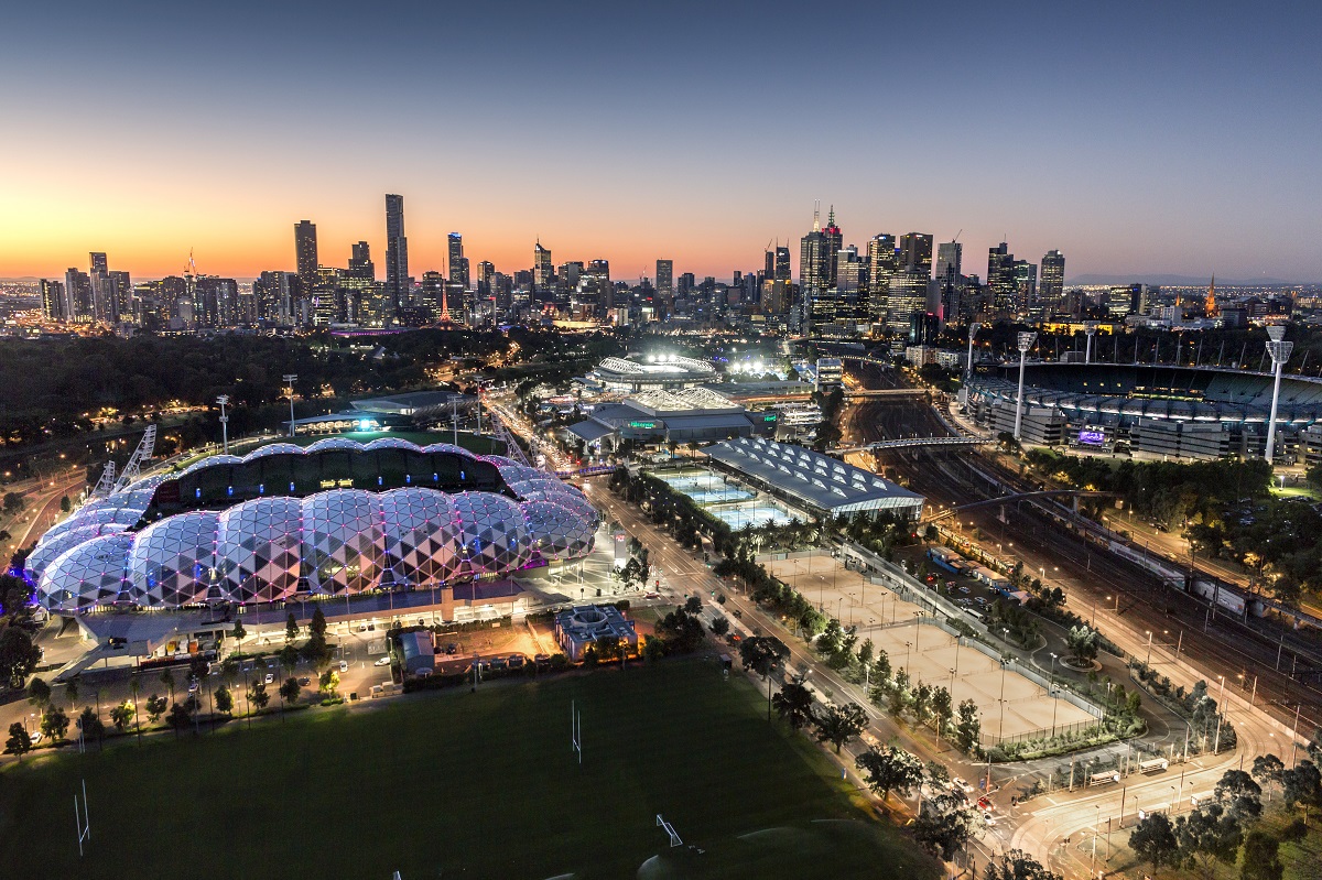 Melbourne sports precinct skyline