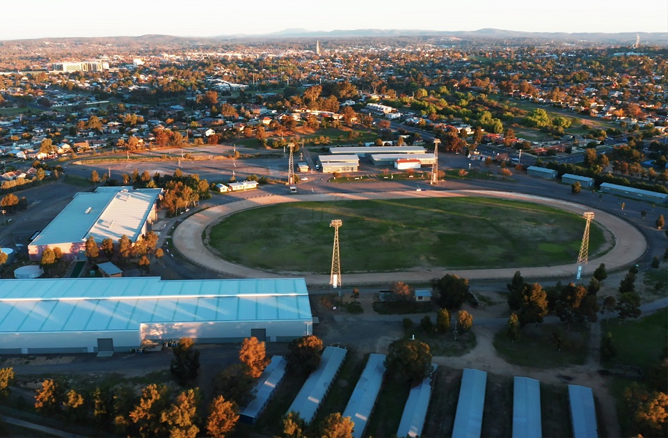 Aerial shot of Bendigo Showgrounds