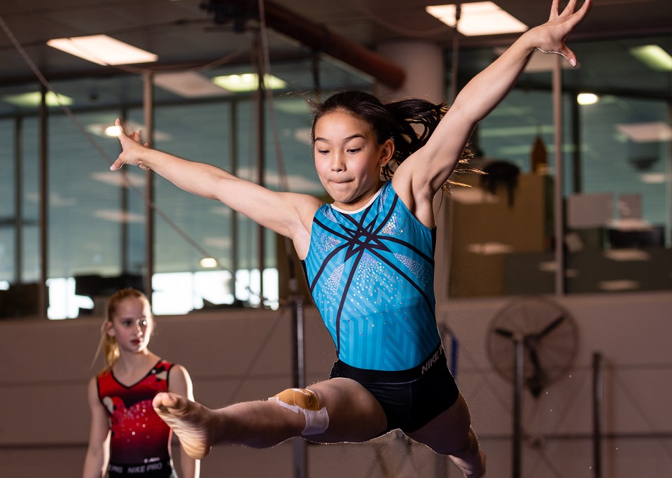 Girls participating in gymnastics