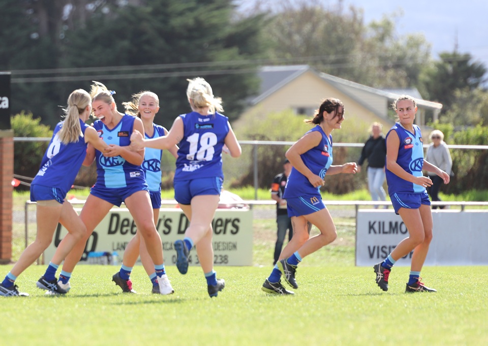 Kilmore Football Club Senior Women's team celebrating
