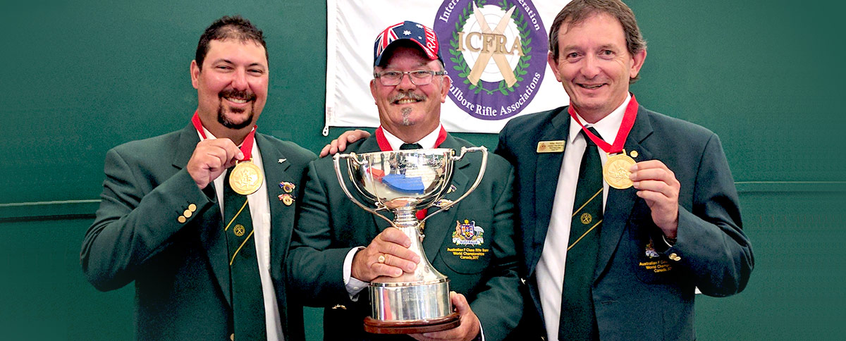 Photo depicting Stephen Lazarus - Cairns Rifle Club, Richard Braund - Cyclists and Torrens Valley Rifle Club, Mike Waites - Warragul Drouin Rifle Club