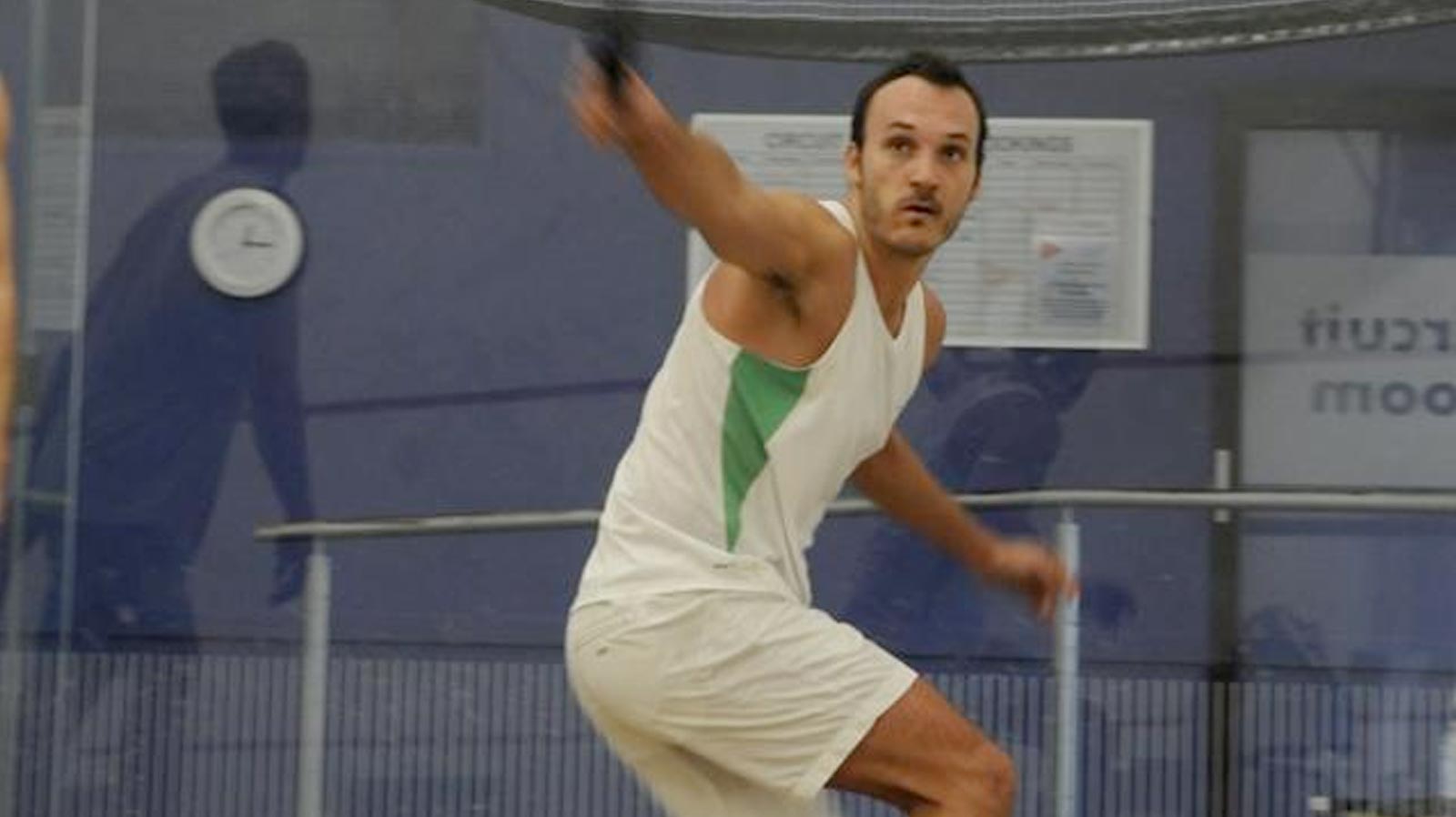 Athlete playing squash