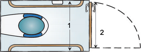 Overhead view of an ambulant toilet